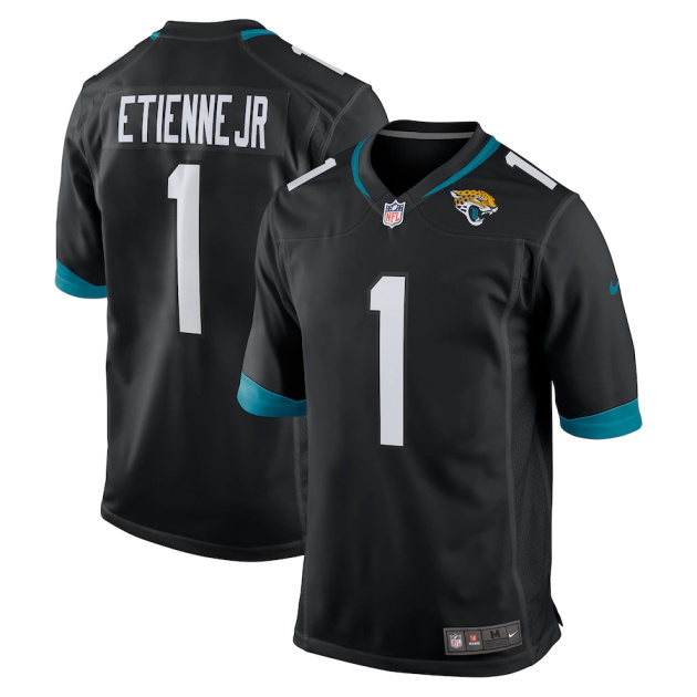 mens nike travis etienne black jacksonville jaguars game jersey